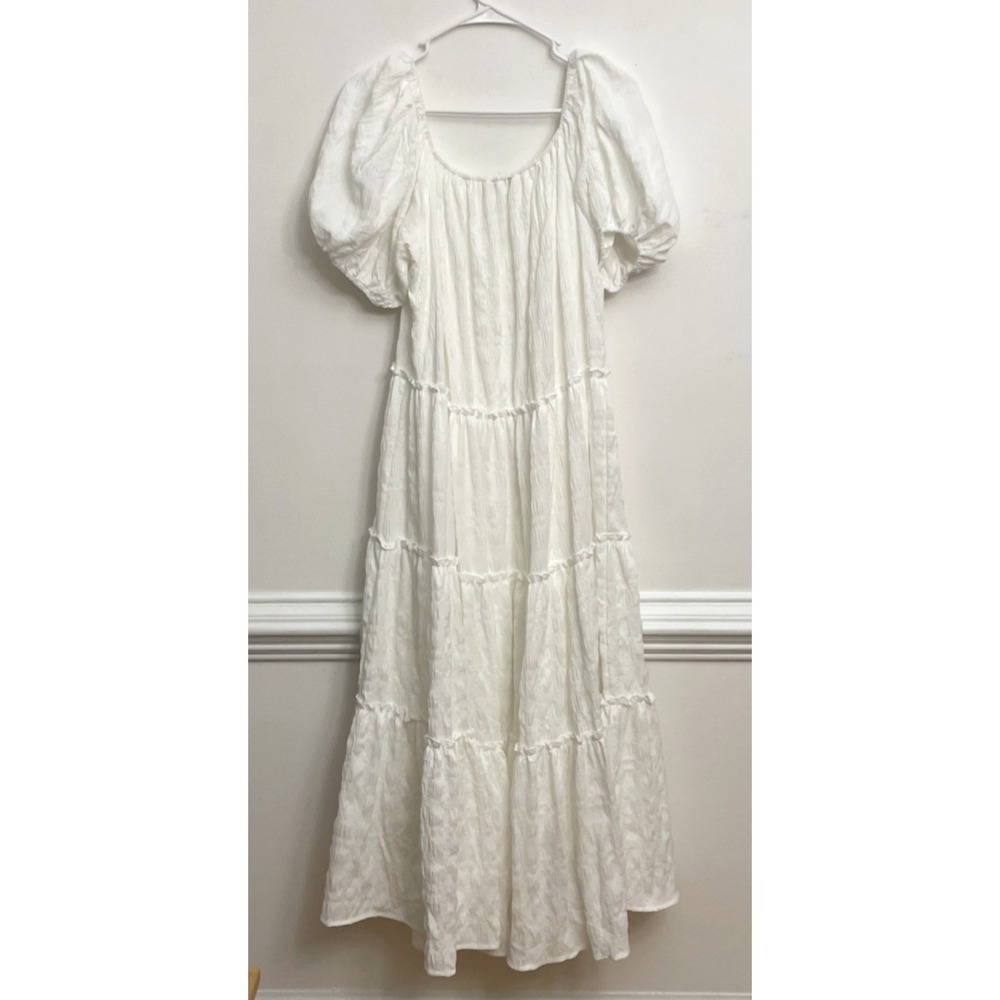 Lulus Maxi Dress Sz S Tiered Lined Boho Bridal